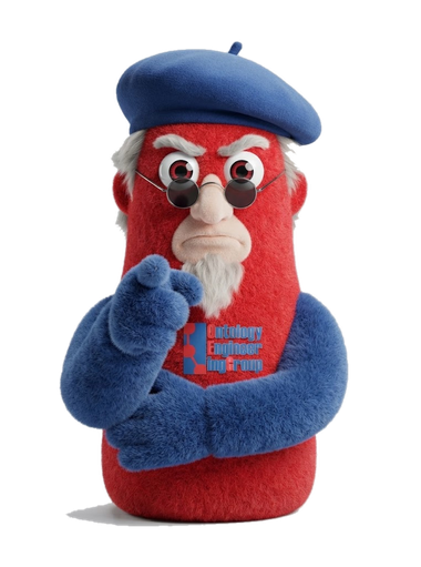 Mascota del agente conversacional DIA, señalando al lector